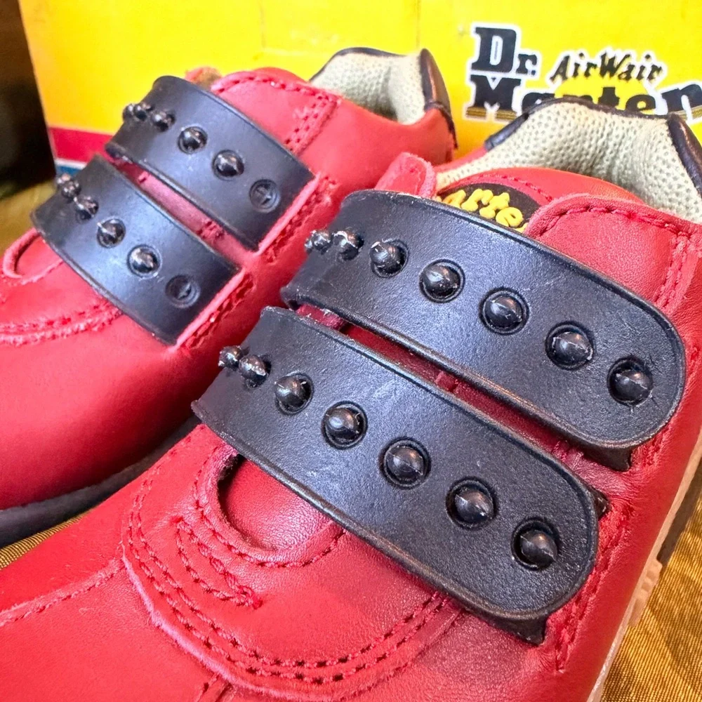 VINTAGE Dr. Martens Gripper 1 Red Leather Chunky Platform Sneakers Toddler 8 NIB - Picture 4 of 7